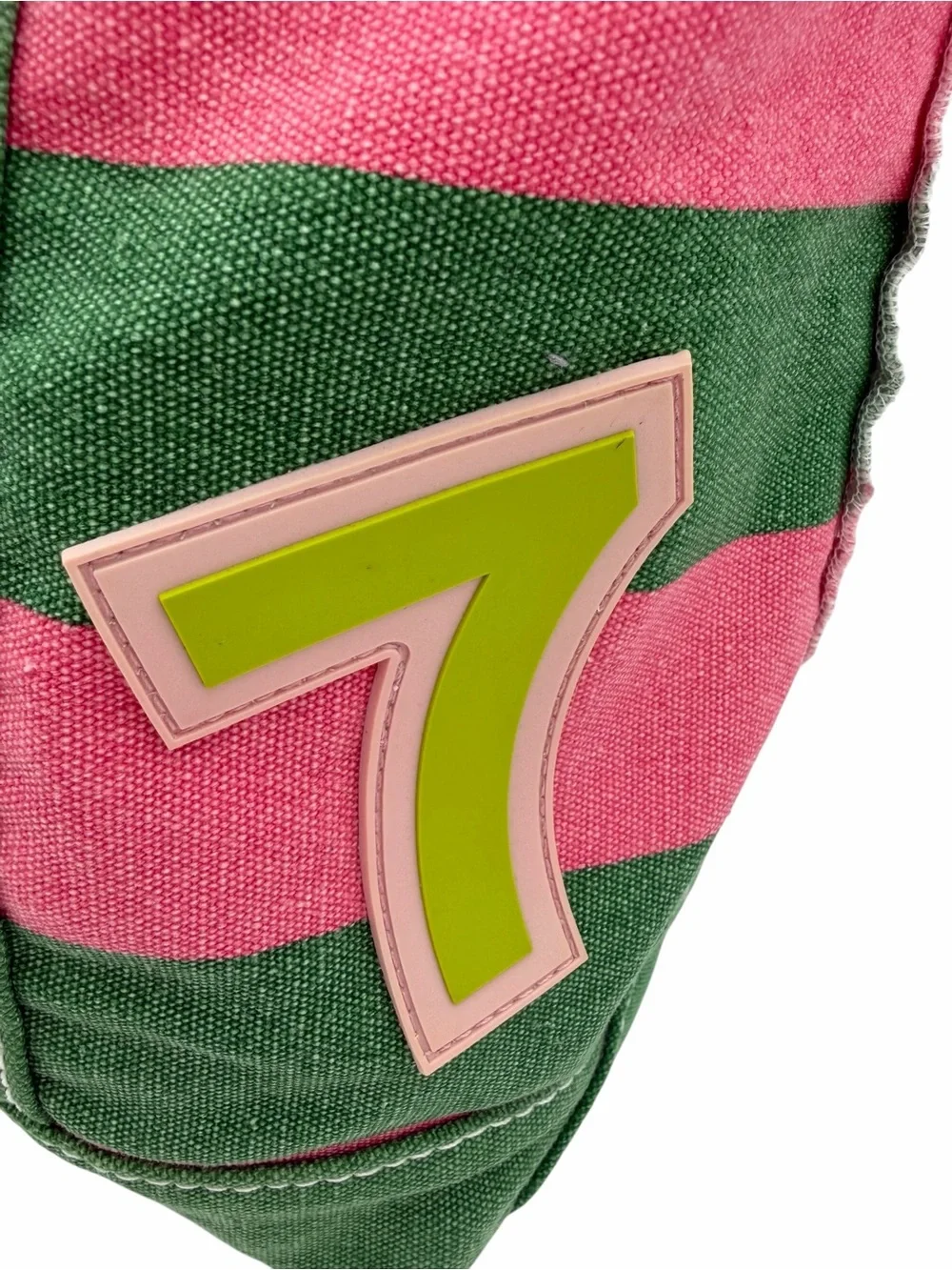 Goldie 7 Jeanne & Dineh Limited Edition Y2K Pink Green Striped Canvas Tote